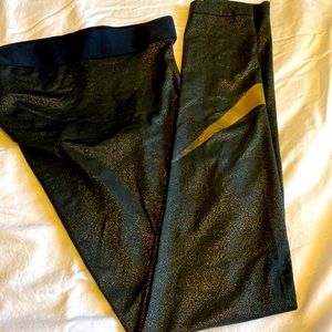 Niki pro sparkle leggings  gold nike swoosh. Size small